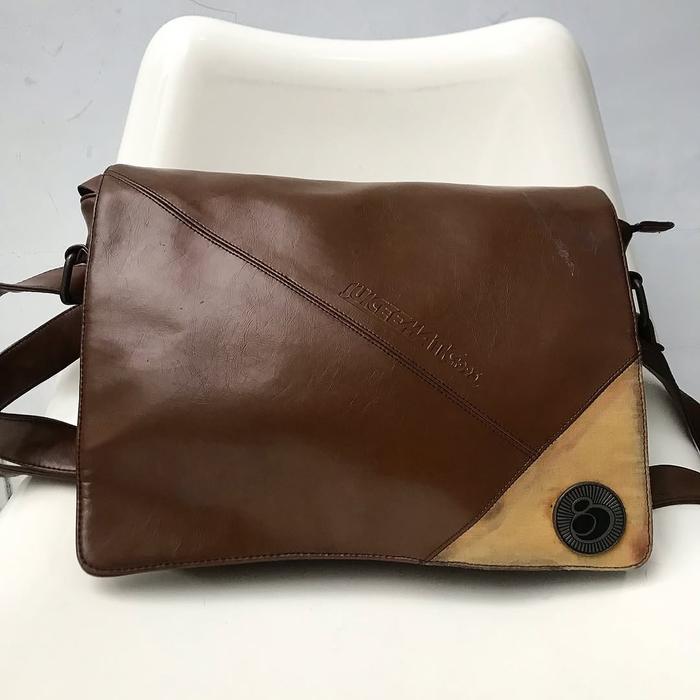 Vintage Juice Ematic skateboard and surf brown sling messenger bag Postman Shoulder bag  Pvc leather