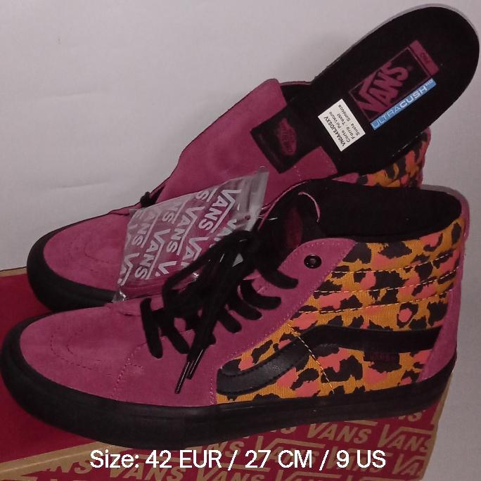 Sepatu Vans Sk8-Hi Pro Classic Punk Leopard Print Beet Red Black Hitam Merah Duracap Skate Shoes Sne