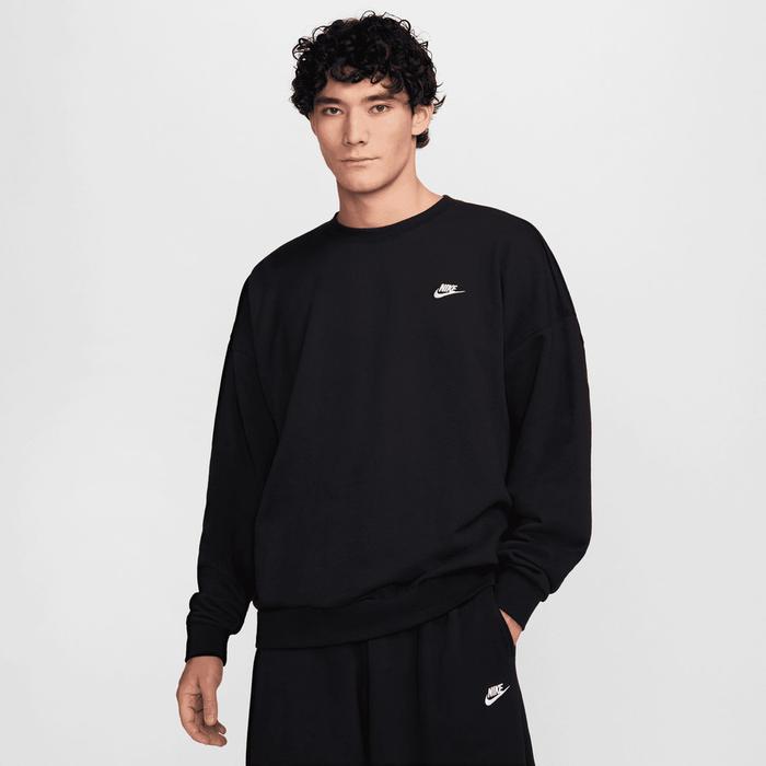 Crewneck Sweater Pria Nike Club French Terry Oversized Crew Sweater Black Mens HJ1820-010 ORIGINAL