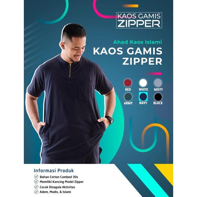 Kaos Gamis Kurta Pria Ziper Premium By Ahad Size Jumbo BEST PRICE