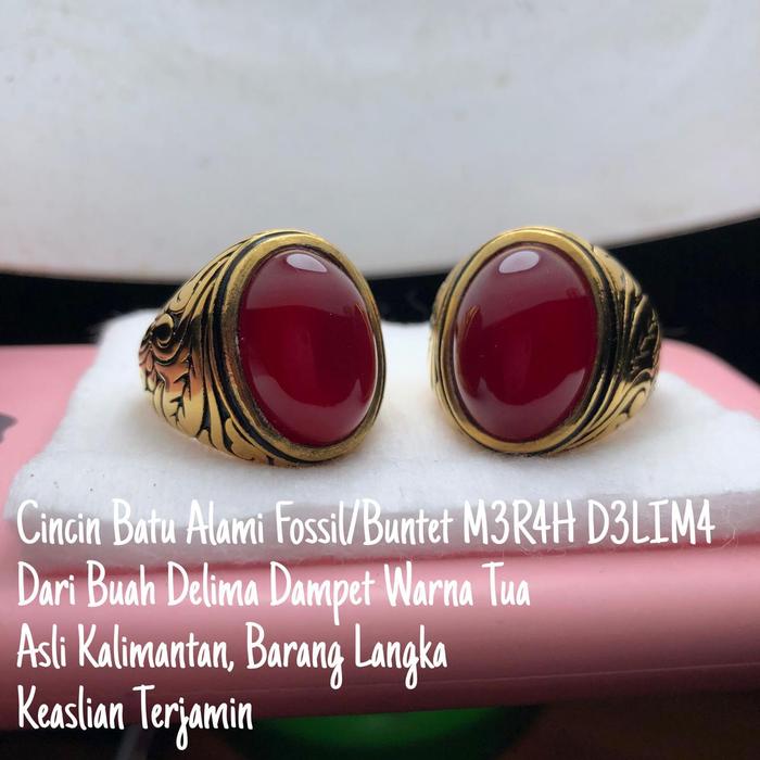 Batu Cincin Merah delima Tua Asli Super Langka Sepasang