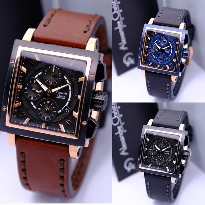 JAM TANGAN PRIA ALEXANDRE CHRISTIE AC 6182 AC6182 BLACK ROSEGOLD BROWN ORIGINAL
