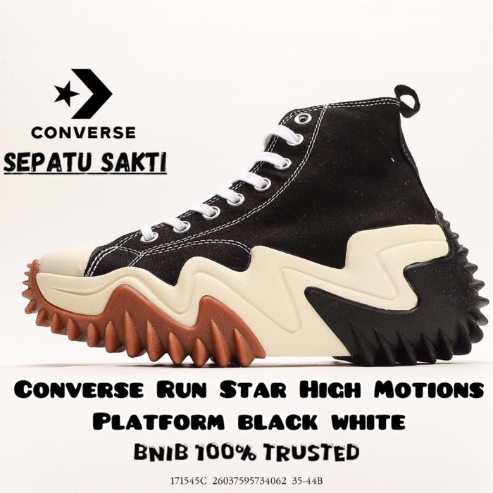 Sepatu Converse Run Star High Motion Platform Black White 171545C / Converse Wedges BNIB 100% Authen