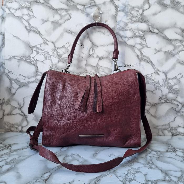 TAS SLING PESTA CARLYN KULIT ASLI WANITA SECOND BRANDED IMPORT MAROON / TAS TOP HANDLE WANITA