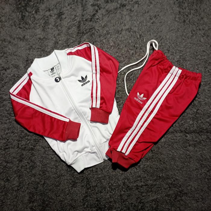 tracktop setelan adidas anak merah putih