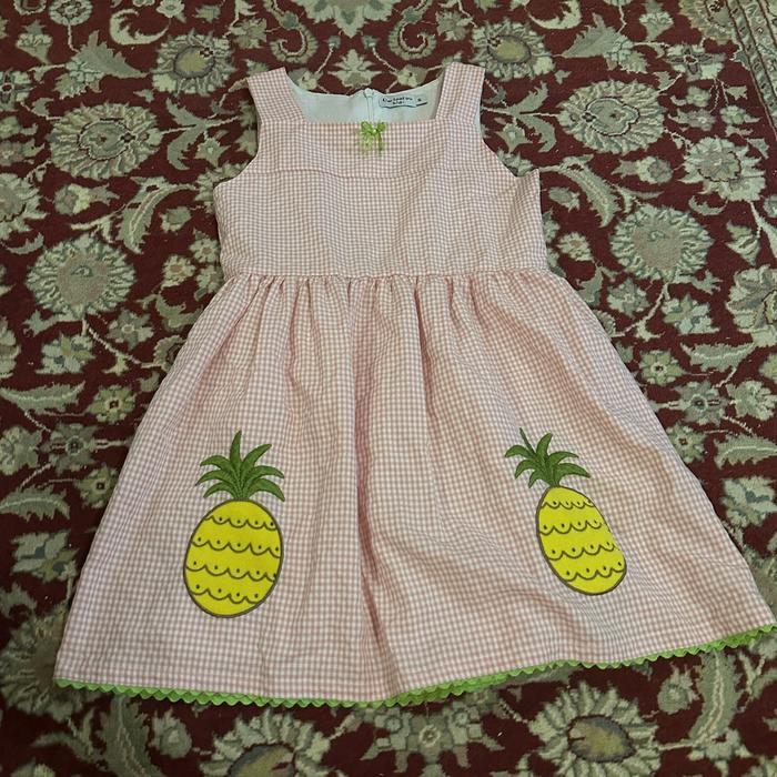 dress anak pink motif kotak kotak brand asli dr bangkok