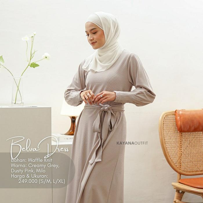 Baju Muslimah Kayana Outfit | Belva Dress | Pakaian Baju Rok Jilbab Muslim Nyaman Adem Lembut Modis
