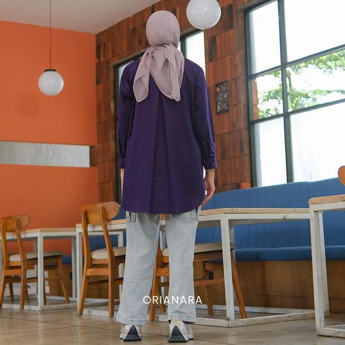 Orianara- Kemeja Wanita Kasual Atasan Tunik Wanita Panjang Jihan Shirt Muslim Baju Casual Katun Over