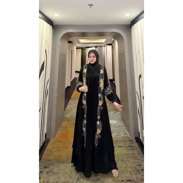 Dress Ootd Rabbani Lebaran Terbaru 2025 Gamis Outer Abaya Pesta Wanita Set Hijab Mewah Elegan Kekian