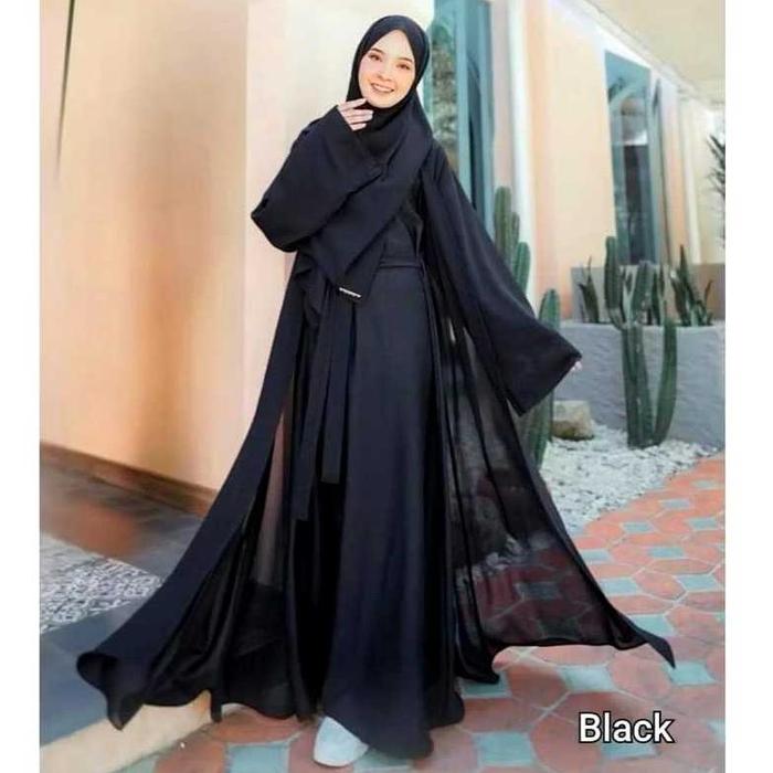 Helwa Abaya 2in1 Iner Dan Outer Set Gamis Lebaran Wanita Muslim Jumbo