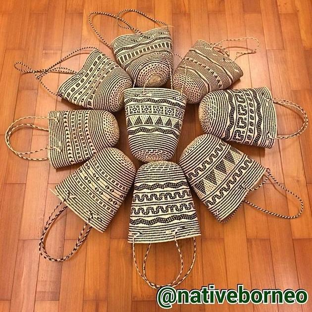 BAKUL ROTAN MOTIF, TAS ROTAN, KANDUL ROTAN, TAS DAYAK, ANJAT DAYAK