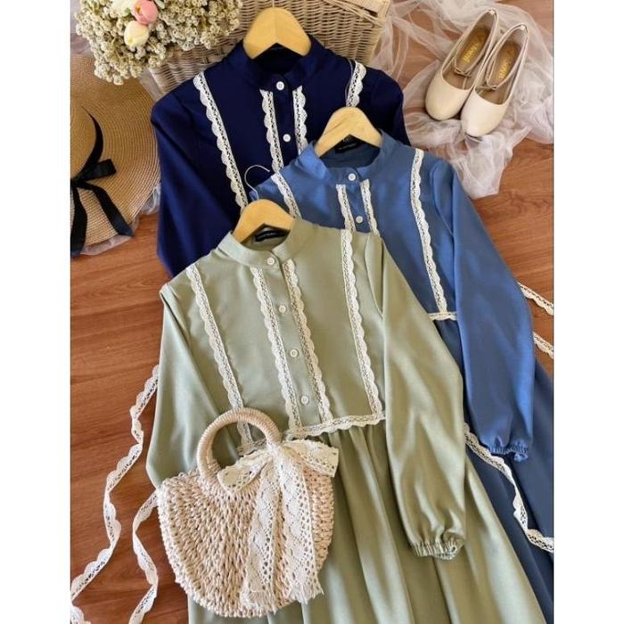 Mysha Iwearmysha Gamis Polos Lebaran Terbaru Size S M L XL SHEIRA DRESS : BOLD DENIM , NAVY , SAGE G