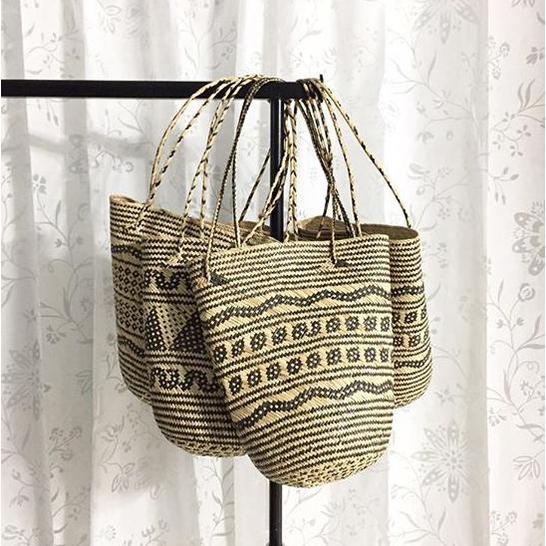 TAS ROTAN OVAL MOTIF DAYAK, RAMBAT MOTIF, KANDUL, TAS ANJAT DAYAK