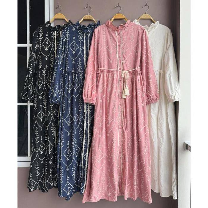 gamis Lisa, dress lfy, Arsy dress, gamis bangkok, lafreya dress, gamis putih, white maxi, dress katu