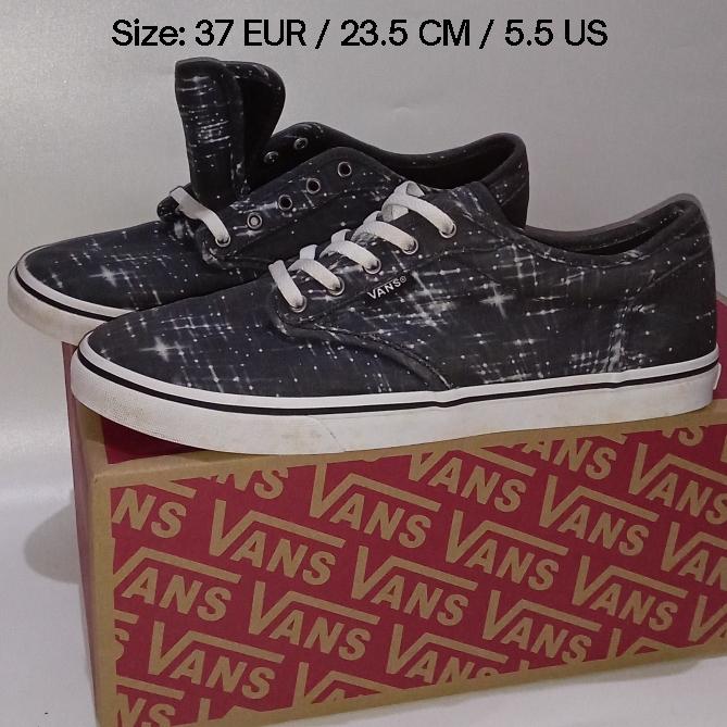 Sepatu Wanita Vans Atwood Low Shooting Stars Canvas Black Hitam White Putih Sample Pairs size 37 Aut
