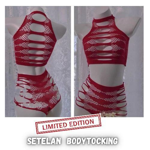 Lingerie Setelan Bodystocking Transparan Jaring Melar Import -O