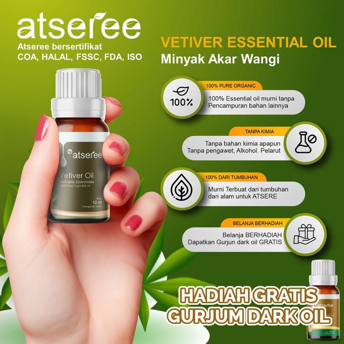 ATseree Essential Oil VETIVER Minyak AKAR WANGI 5 ml 10 ml 30 ml 50 ml 100 ml Aromatheraphy Oil esse