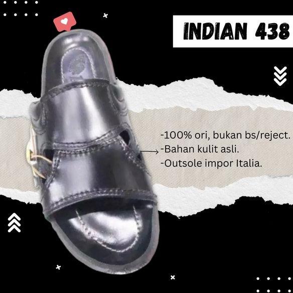 Terlaris Sandal Kulit Pria Indian 438 Hitam ORI Hapy shoping