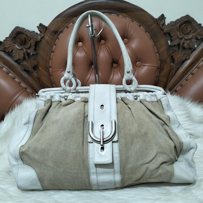 Tod'ss Canvas mix Leather Satchel Bag
