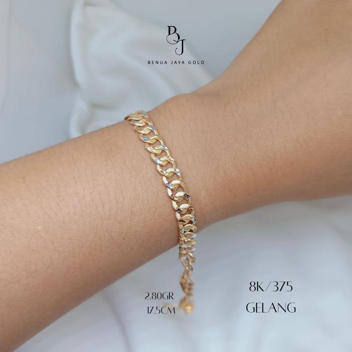 Gelang Rantai Sisik Kombinasi Emas 8K/375
