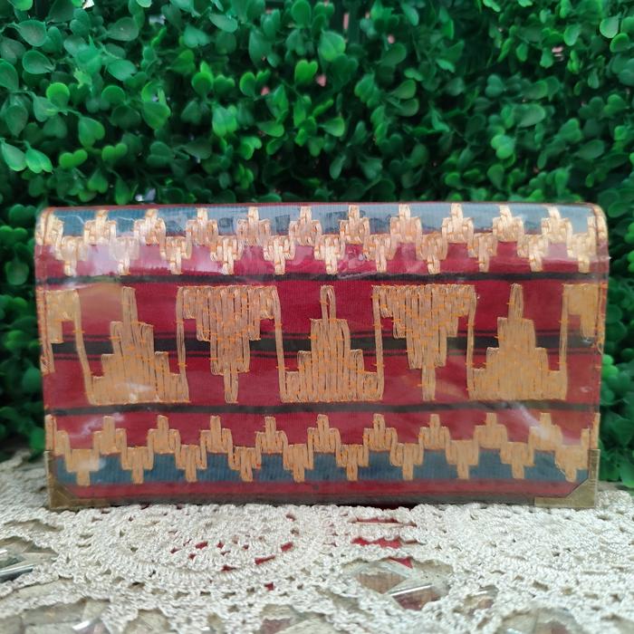 Dompet Vintage benang emas Tapis Lampung Preloved thn 90an P:18,5cm