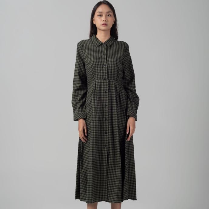 Benhill Gamis Wanita Flannel Lengan Panjang Kotak Hijau 1158-11H30