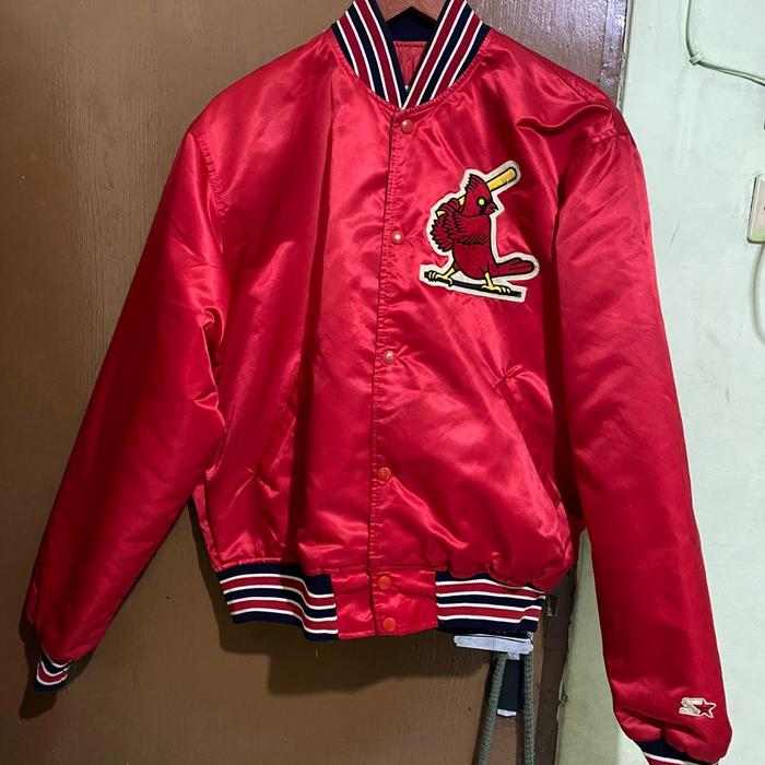 MLB ST LOUIS CARDINALS SATIN BUTTON UP STARTER VARSITY JACKET (RARE ITEM)