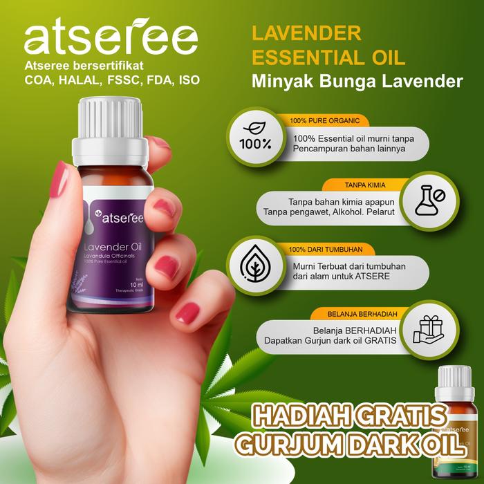 Atseree Essential Oil LAVENDER Minyak bunga LAVENDER 5 ml 10 ml 30 ml 50 ml 100 ml diffuser Humidifi