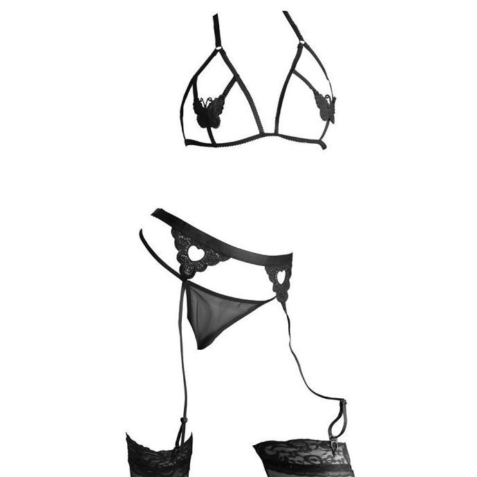 B350 BRA SET BRALETTE BIKINI BAJU HARAM OPEN CUP STOCKING SEXY SEKSI