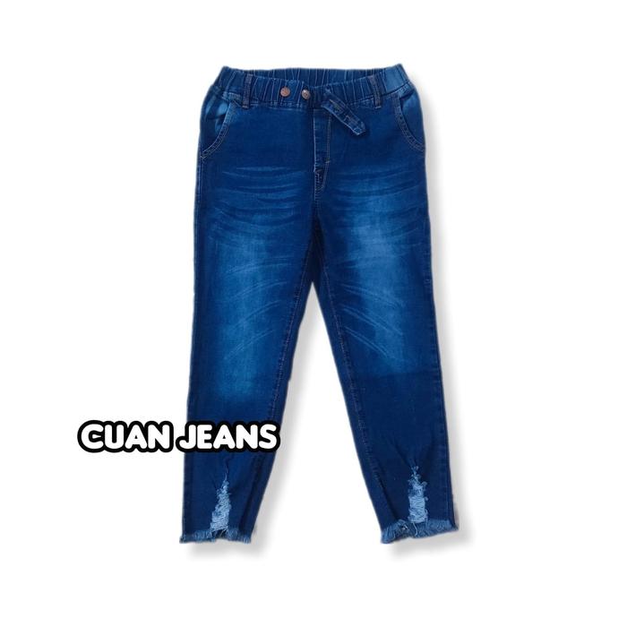 Best seller_ CUAN JEANS - Celana Jeans 7/9 Pinggang Karet - Legging Jeans 7/9 - Celana Jeans 7/9 Wan