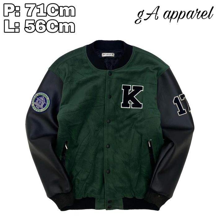 J122 Jaket Varsity University Leather Kongju Inisial K Original  Kulit Casual Kampus Bordir Towel 17