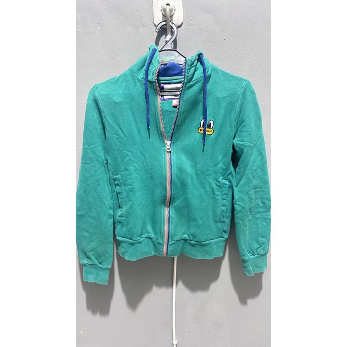 Thrifting Hoodie Zipper Pancoat Warna Hijau