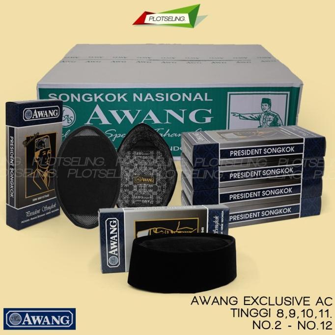 Songkok AWANG EXCLUSIVE HITAM AC Tinggi 8 9 10 Anak-Dewasa Nomor 3-11