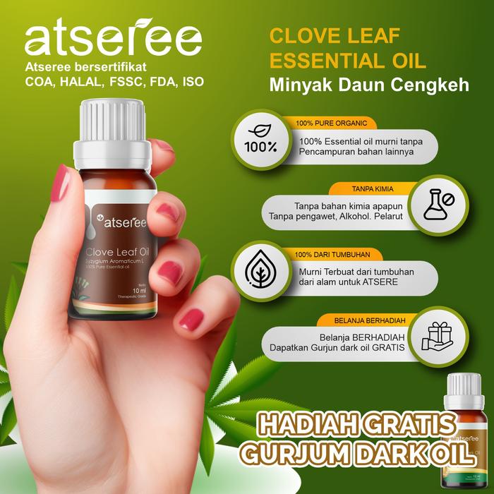 Atseree Essential Oil CLOVE LEAF Minyak DAUN CENGKEH 5 ml 10 ml 30 ml 50 ml 100 ml Aromatheraphy Oil