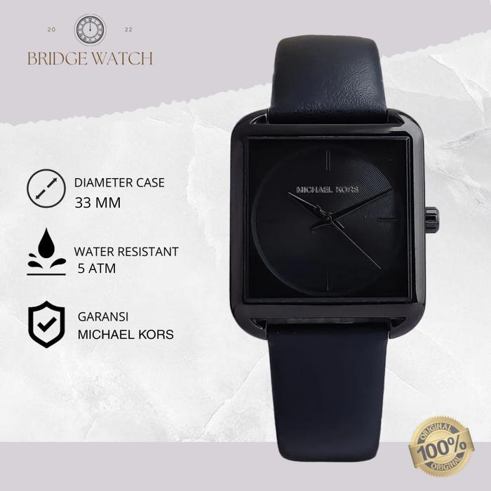 Jam Tangan Wanita Michael Kors Lake Casual Kulit Hitam Original MK2586