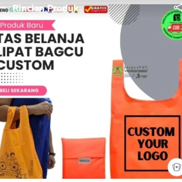 tas belanja bagcu lipat /bag shopping bagcu  lipat custom design logo polos custom semua warna