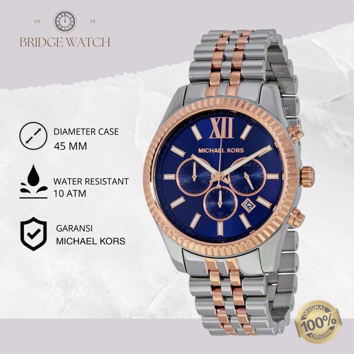 Jam Tangan Pria Michael Kors Chronograph Stainless Steel Mewah Sporty Original MK8412