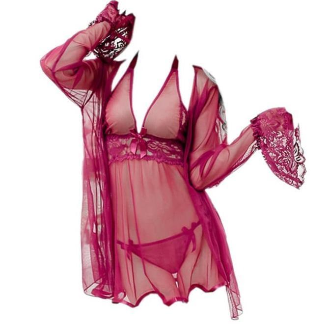 L0357 LINGERIE BAJU TIDUR HARAM ROBE KIMONO LENGAN PANJANG SEXY SEKSI
