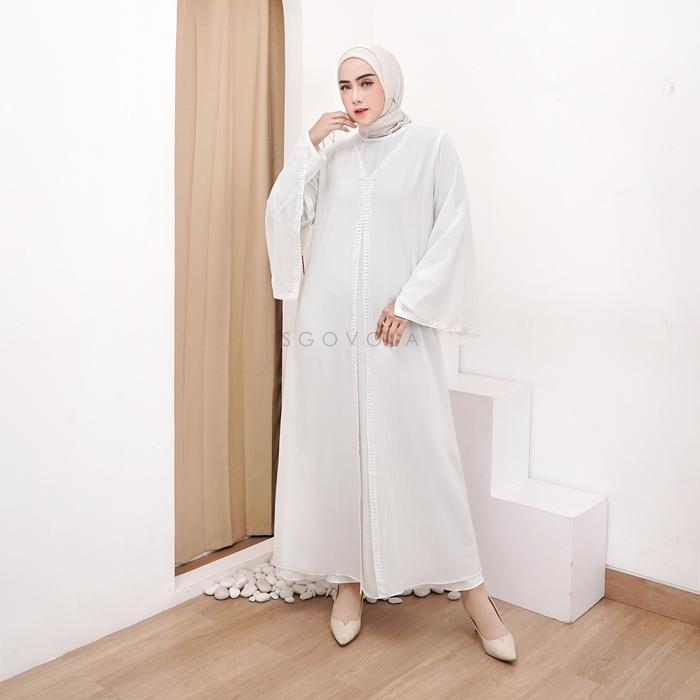 SAMARA DRESS (dress muslim putih ) Gamis warna hitam dan putih Longdress Lebaran Dress Ukuran Besar