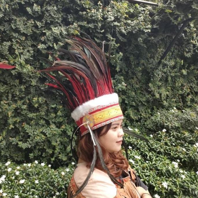 ! READY TOPI PAPUA - TOPI ADAT IRIAN AYAM BILABONG MERAH HITAM UNTUK PAWAI DAN KARNAVAL -