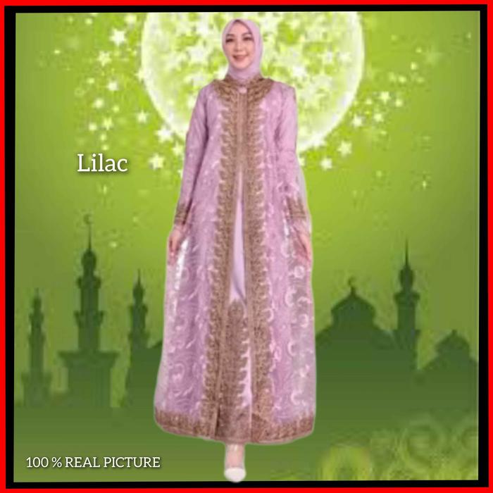 Baju Gamis Pesta Wanita Daena Jumbo LD 96-120 Dress Brukat Abaya Maxi Lilac