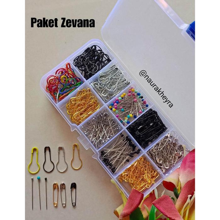 Terlaris Paket Pins Hijab Zevana Isi Peniti Bohlam & Jarum Pentul