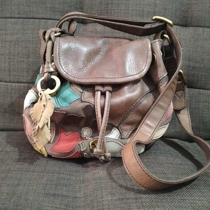 [tas Fossil] Vintage | rare item | Preloved | Fossil Deasy Patch Work Crossbody Serut | (baca deskri