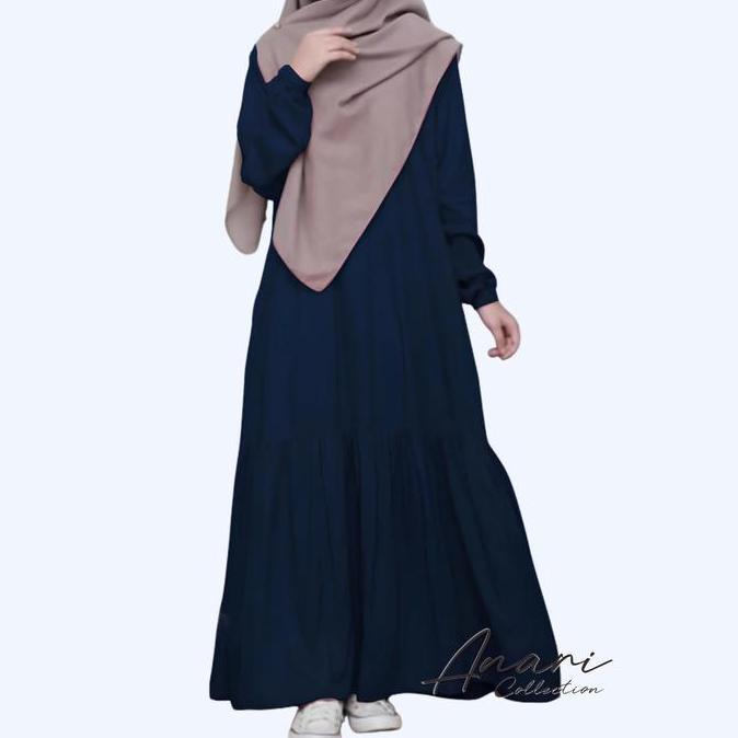 Anari Collection Dress Abaya Serut Lengan Karet / Abaya Serut Remaja Dewasa Santri Putri Kekinian Uk