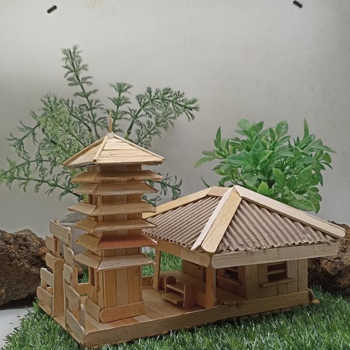 ! MINIATUR RUMAH ADAT BALI STIK ES KRIM -