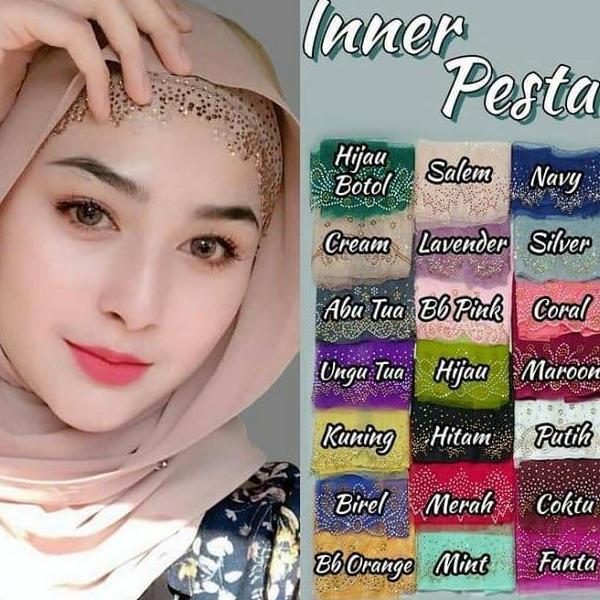 Terlaris Paket Grosir Ciput Payet Pesta/Inner Jilbab Payet Pesta/Bandana Dalaman Jilbab Warna Random
