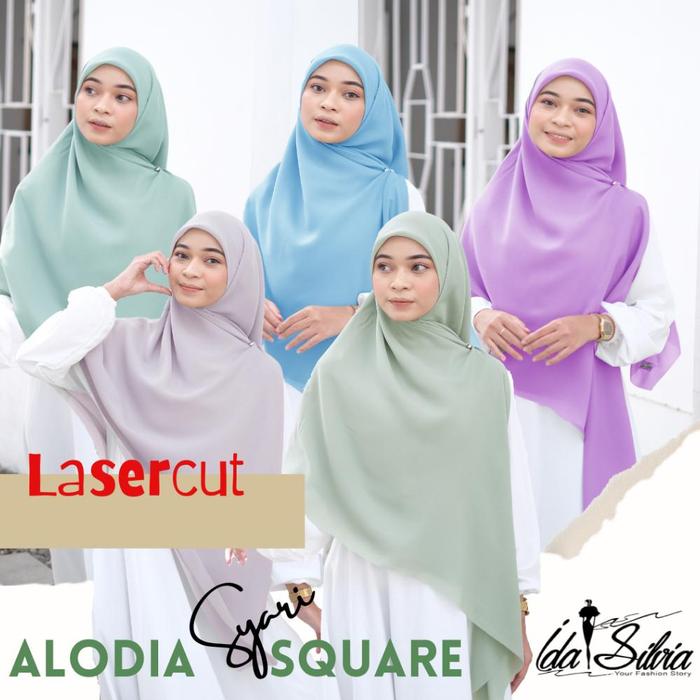 Premium Jilbab Segiempat Syar'I Jumbo Kerudung Segi Empat Lasercut Dan Jahit Tepi Syari Hijab Square