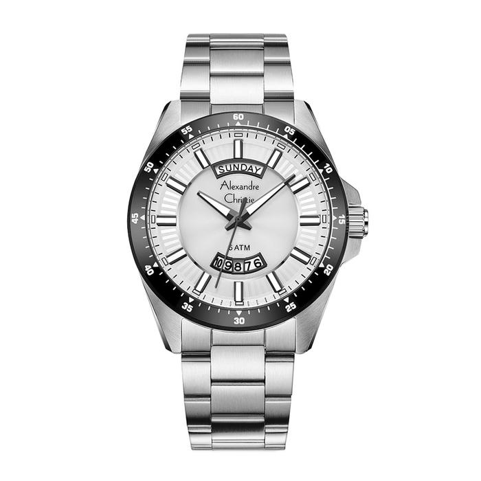 Jam Tangan Pria Alexandre Christie AC 6678 MEBTESL AC 6678 ME BTESL Silver Dial Silver Stainless Ori