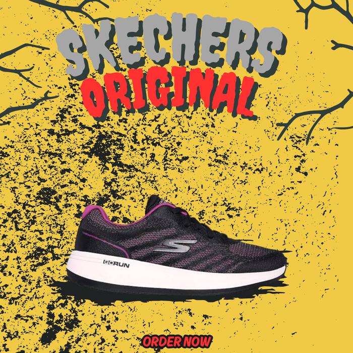 Sepatu Skechers Go Run Pulse 2.0 Black Purple Women's ( 129106/BKPR ) Original
