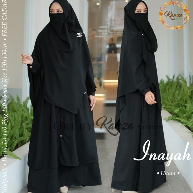 gamis set jilbab cadar inayah syari polos busui wolfis ori kanza SALE!!!